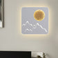 Frendorf | Mini Rund/Rechteck Dünn LED Deckenleuchte Nordic Metall Schlafzimmer Wandlampe Sconces in Schwarz/Weiß/Grau mit Vollmond-Bergmuster