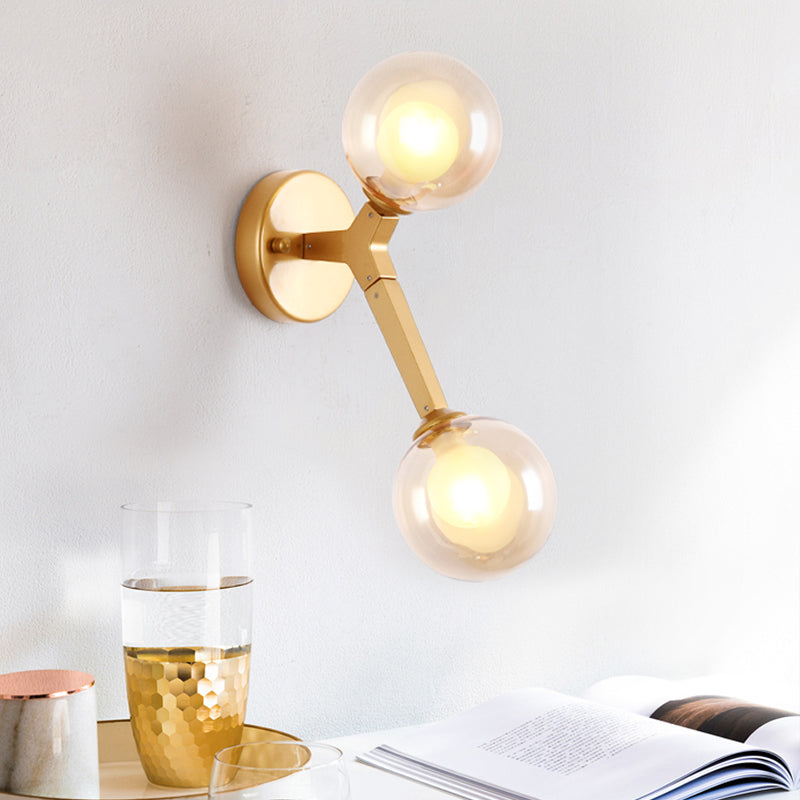 Frendorf | Rotierbare Baumgabel Wandleuchten Ideen Moderne Neuheit Amberglas 2 Glühbirnen Gold Wandleuchten Zubehör