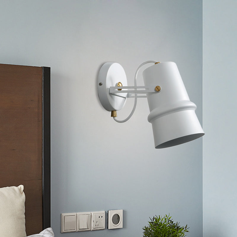 Frendorf | Schwarz/Weiß Cone Wandlampe Vintage Eisen 1-Kopf Wohnzimmer verstellbare Wandleuchte Beleuchtung Fixture