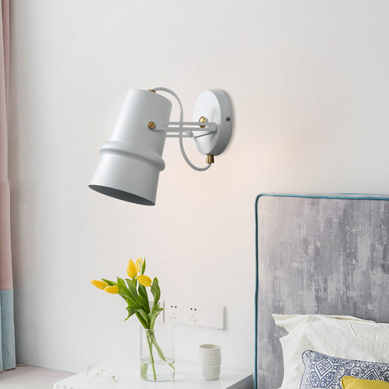 Frendorf | Schwarz/Weiß Cone Wandlampe Vintage Eisen 1-Kopf Wohnzimmer verstellbare Wandleuchte Beleuchtung Fixture