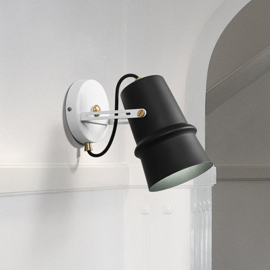 Frendorf | Schwarz/Weiß Cone Wandlampe Vintage Eisen 1-Kopf Wohnzimmer verstellbare Wandleuchte Beleuchtung Fixture