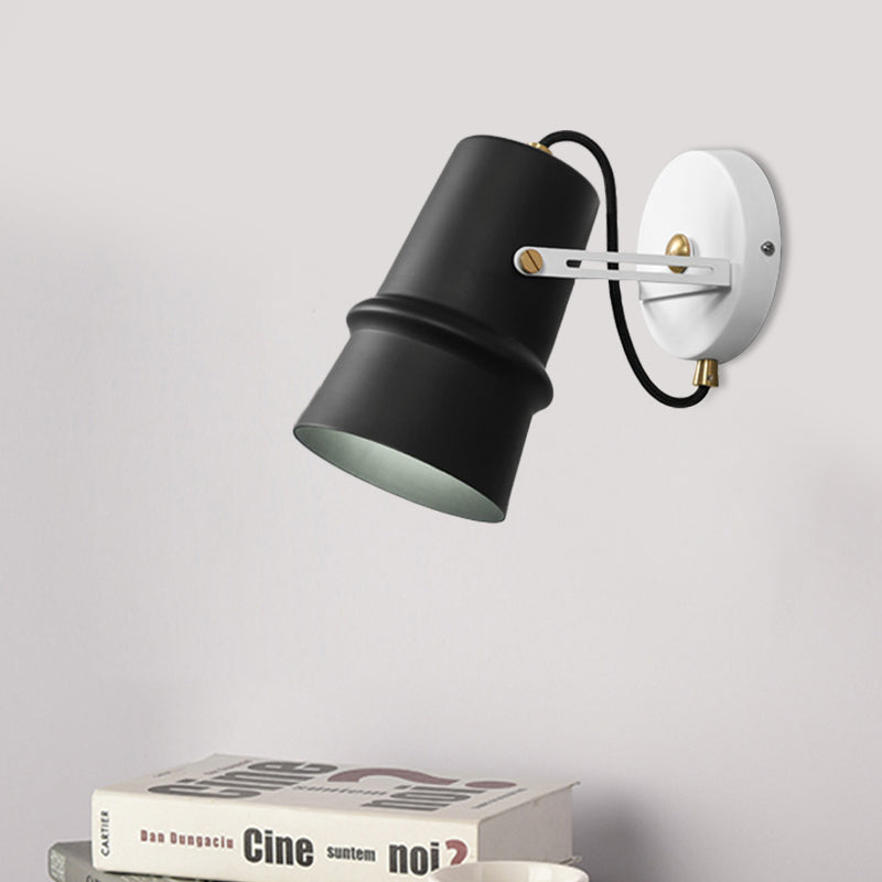 Frendorf | Schwarz/Weiß Cone Wandlampe Vintage Eisen 1-Kopf Wohnzimmer verstellbare Wandleuchte Beleuchtung Fixture