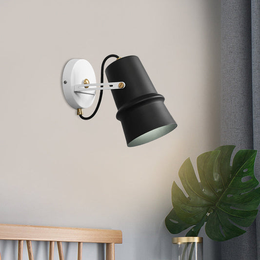 Frendorf | Schwarz/Weiß Cone Wandlampe Vintage Eisen 1-Kopf Wohnzimmer verstellbare Wandleuchte Beleuchtung Fixture
