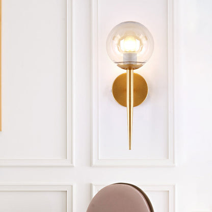 Frendorf | Mini Sphere Wohnzimmer Wandlampe Klare Glas 1 Licht Minimalismus Wandlampen Ideen mit Bleistiftarm in Schwarz/Gold