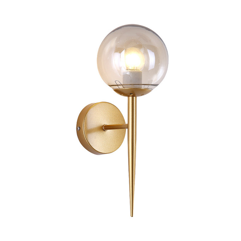 Frendorf | Mini Sphere Wohnzimmer Wandlampe Klare Glas 1 Licht Minimalismus Wandlampen Ideen mit Bleistiftarm in Schwarz/Gold