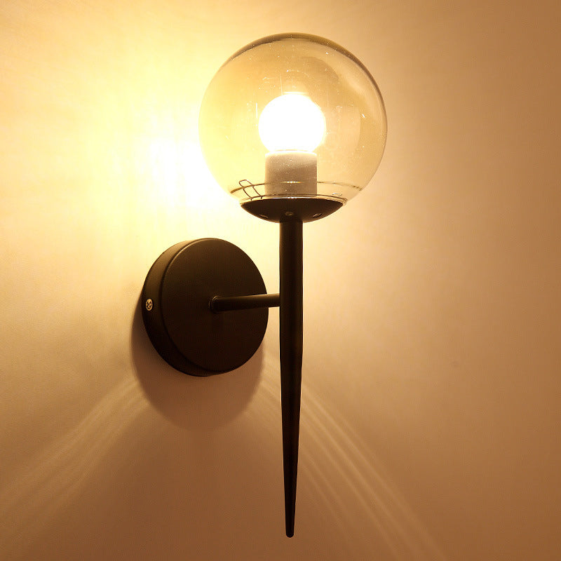 Frendorf | Mini Sphere Wohnzimmer Wandlampe Klare Glas 1 Licht Minimalismus Wandlampen Ideen mit Bleistiftarm in Schwarz/Gold