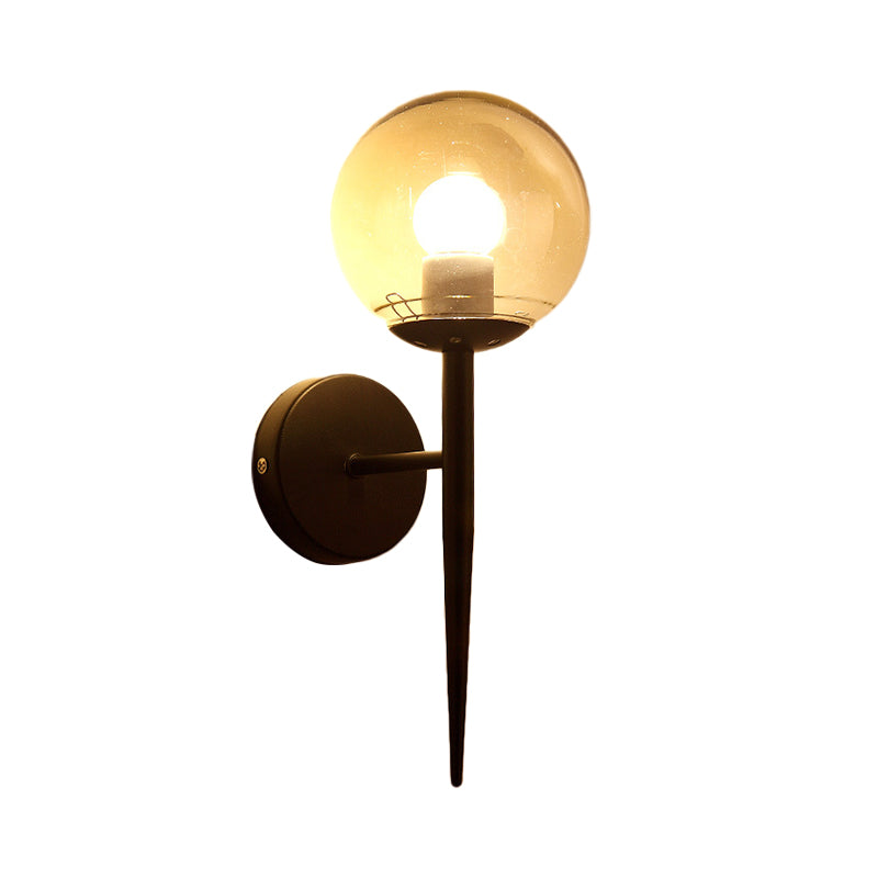 Frendorf | Mini Sphere Wohnzimmer Wandlampe Klare Glas 1 Licht Minimalismus Wandlampen Ideen mit Bleistiftarm in Schwarz/Gold