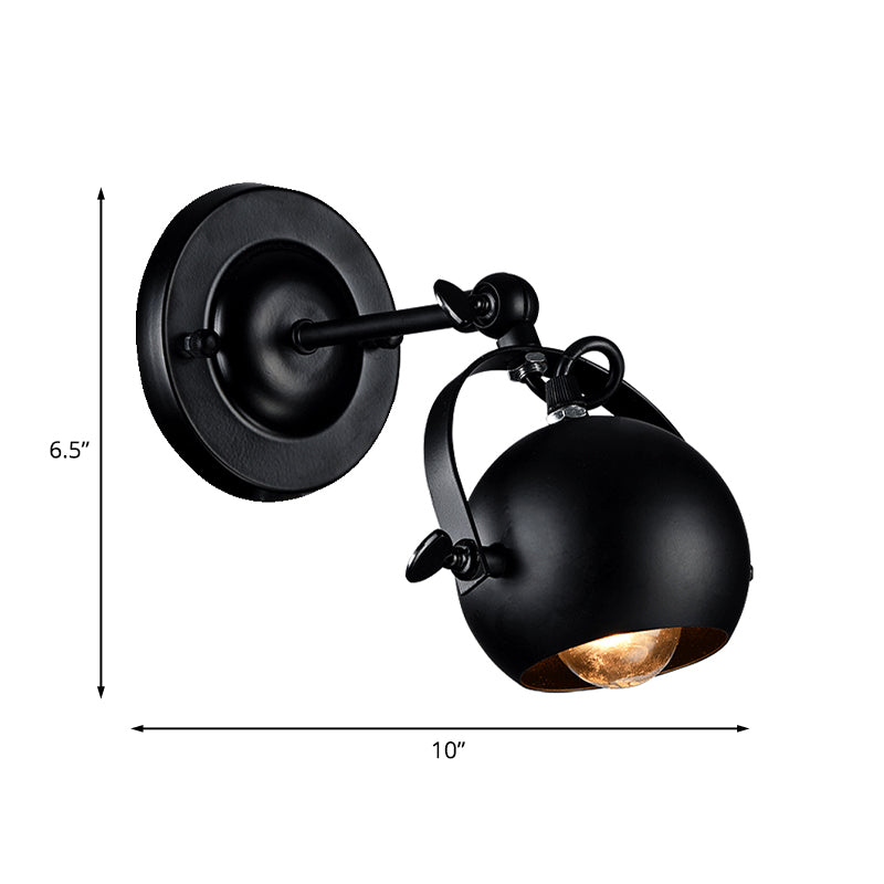 Frendorf | Draaibare 1-Lampen Koepel Wandlamp Industrieel Zwart Ijzeren Muur Gemonteerde Verlichting voor Restaurant