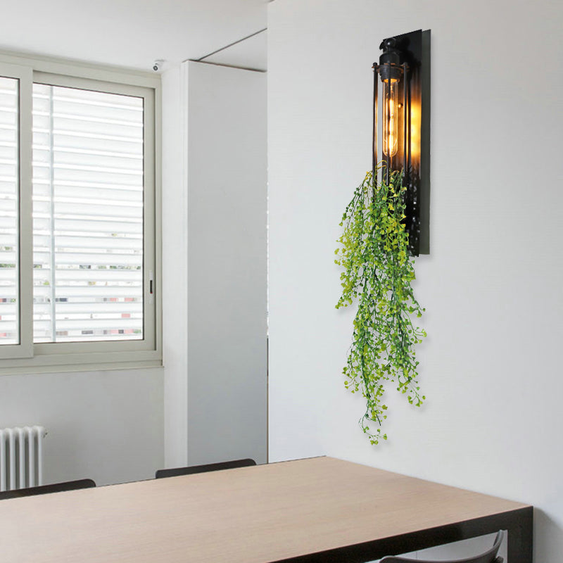 Frendorf | Tubular Cage Corridor Wall Lighting Farm Iron 1-Head Gelb und Grün/Weiß/Lila und Weiß Wandleuchte mit Kunstblume