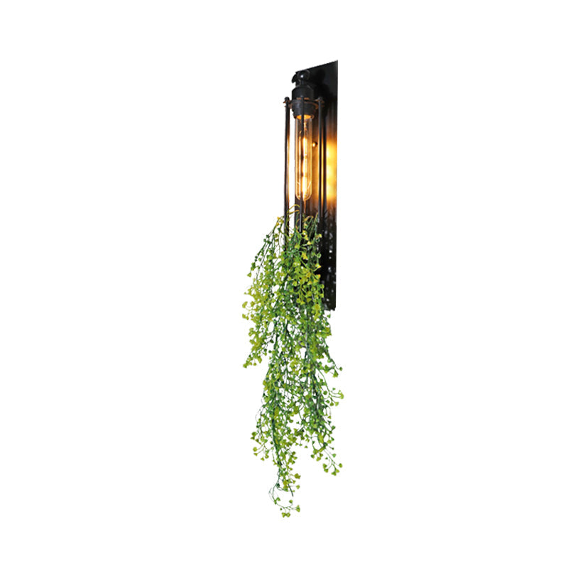Frendorf | Tubular Cage Corridor Wall Lighting Farm Iron 1-Head Gelb und Grün/Weiß/Lila und Weiß Wandleuchte mit Kunstblume
