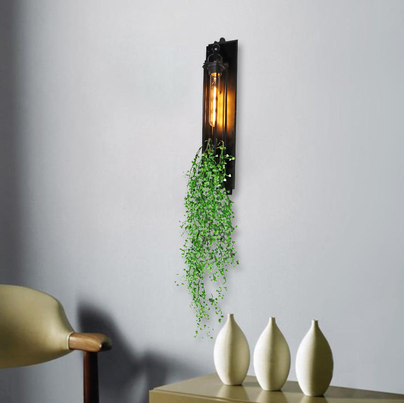 Frendorf | Tubular Cage Corridor Wall Lighting Farm Iron 1-Head Gelb und Grün/Weiß/Lila und Weiß Wandleuchte mit Kunstblume