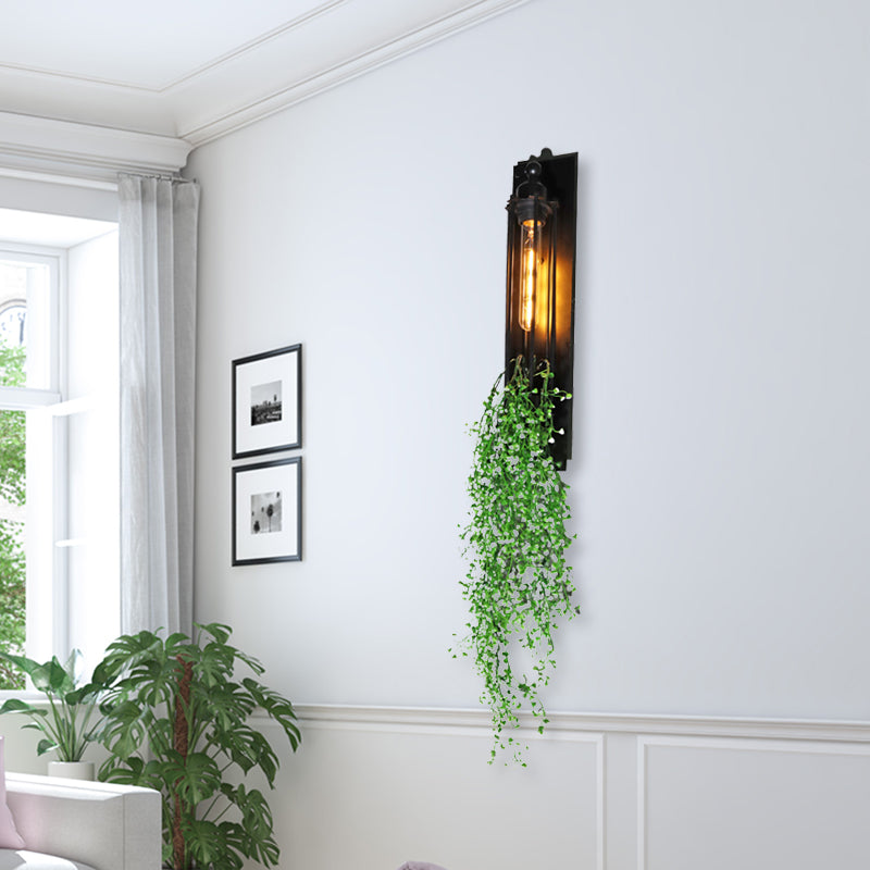Frendorf | Tubular Cage Corridor Wall Lighting Farm Iron 1-Head Gelb und Grün/Weiß/Lila und Weiß Wandleuchte mit Kunstblume