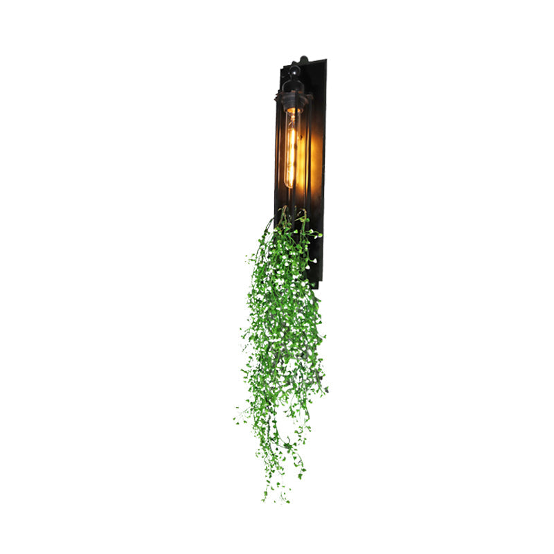 Frendorf | Tubular Cage Corridor Wall Lighting Farm Iron 1-Head Gelb und Grün/Weiß/Lila und Weiß Wandleuchte mit Kunstblume