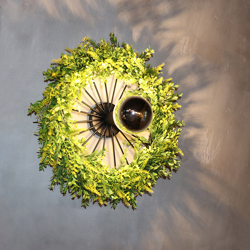 Frendorf | Grüne Rad Wand Lichtarmatur Fabrik Eisen 1 Glühbirne Restaurant Pflanzen Wand Sconces Beleuchtung Armatur, 16"/19,5" H