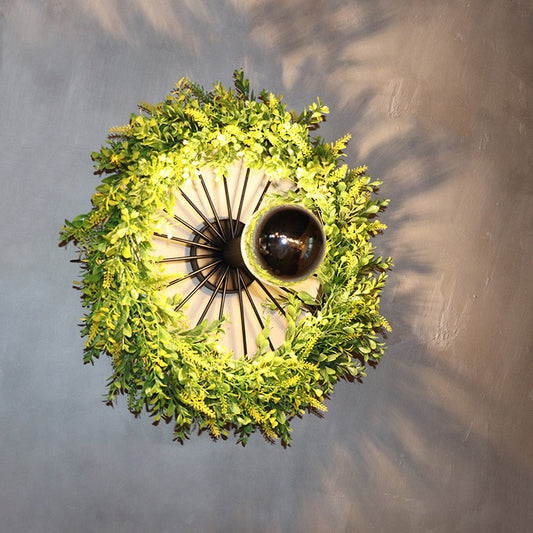 Frendorf | Grüne Rad Wand Lichtarmatur Fabrik Eisen 1 Glühbirne Restaurant Pflanzen Wand Sconces Beleuchtung Armatur, 16"/19,5" H