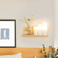 Frendorf | Hout 1 Licht Wandlamp Nordic Melkglas Spiraal/Cilinder/Huis Wandmontage Verlichtingsarmatuur met Duidelijke Glazen Vaasje