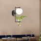 Frendorf | Gold/Black Globe Wandleuchte Antik Creme/Rauchgrau Glas 1-Kopf Schlafzimmer Wandlampe mit Klarglas Pflanzentasse