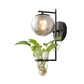 Frendorf | Gold/Black Globe Wandleuchte Antik Creme/Rauchgrau Glas 1-Kopf Schlafzimmer Wandlampe mit Klarglas Pflanzentasse
