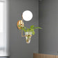 Frendorf | 1 Glühbirne Wandlampe Industrie Global Creme/Rauchgrau Glas Wandlicht in Schwarz/Gold mit klarem Glas Pflanzenbecher