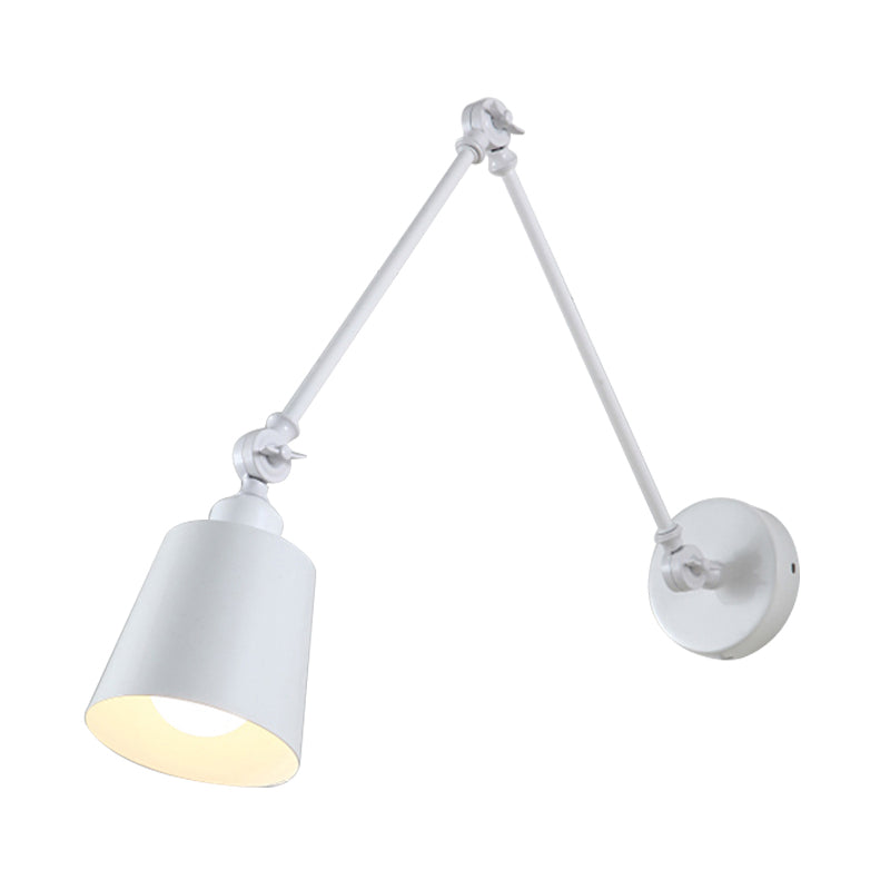 Frendorf | 2-Joint Swing Arm Wandlamp Nordic IJzer Enkel Zwart/Wit Sconces Verlichting met Tapse Schaduw