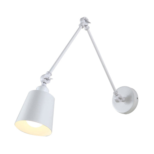 Frendorf | 2-Joint Swing Arm Wandlamp Nordic IJzer Enkel Zwart/Wit Sconces Verlichting met Tapse Schaduw