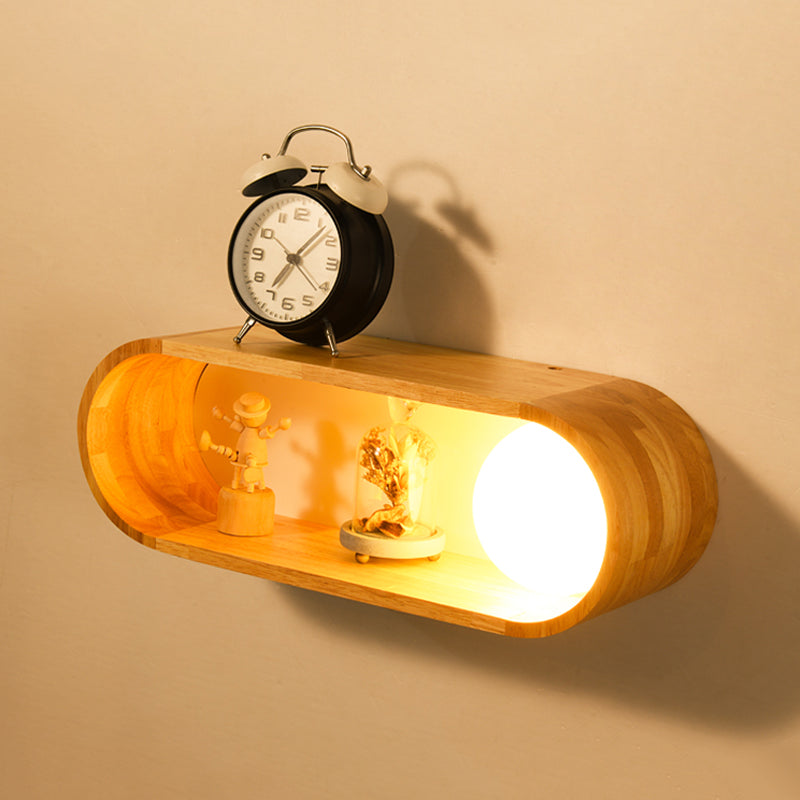 Frendorf | Fillet/Rechte Hoek Rechte Wandlamp Nordic Hout 1 Kop Nachtkastje Opbouw Wandlamp met Rekfunctie