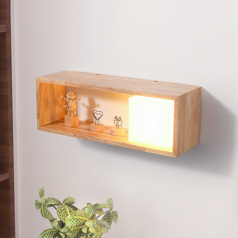 Frendorf | Fillet/Rechte Hoek Rechte Wandlamp Nordic Hout 1 Kop Nachtkastje Opbouw Wandlamp met Rekfunctie