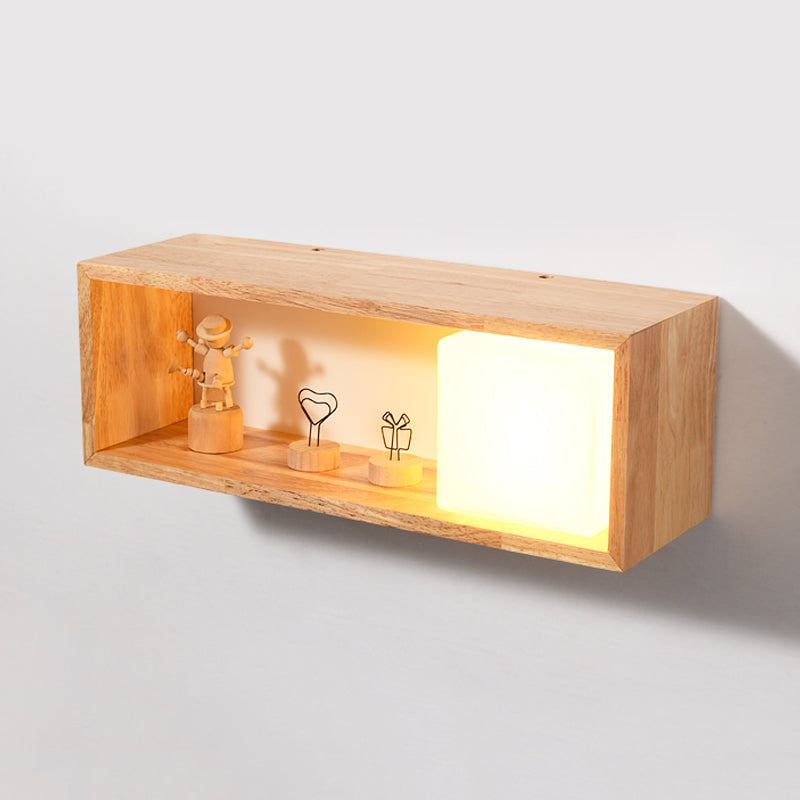 Frendorf | Fillet/Rechte Hoek Rechte Wandlamp Nordic Hout 1 Kop Nachtkastje Opbouw Wandlamp met Rekfunctie
