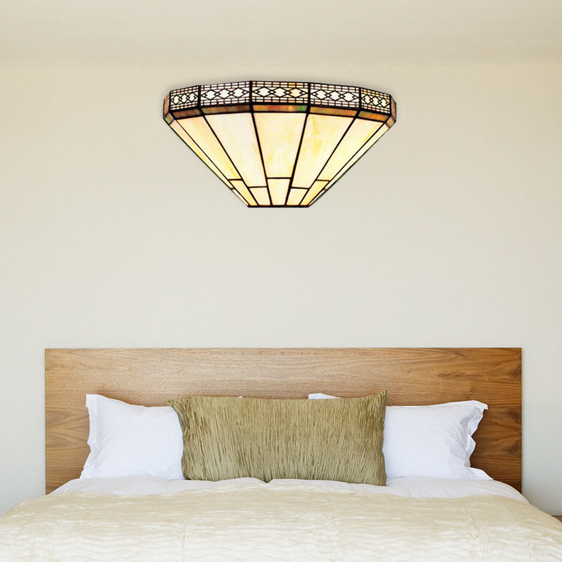 Frendorf | Art Glass Halb-Globus Wandleuchte Tiffany-Stil 1 Licht Wandleuchte in Beige/Amber für Wohnzimmer