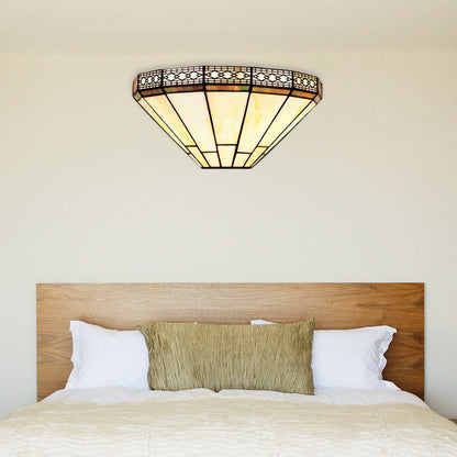 Frendorf | Art Glass Halb-Globus Wandleuchte Tiffany-Stil 1 Licht Wandleuchte in Beige/Amber für Wohnzimmer
