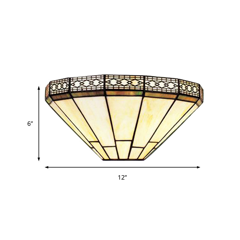 Frendorf | Art Glass Halb-Globus Wandleuchte Tiffany-Stil 1 Licht Wandleuchte in Beige/Amber für Wohnzimmer