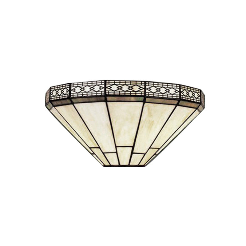 Frendorf | Art Glass Halb-Globus Wandleuchte Tiffany-Stil 1 Licht Wandleuchte in Beige/Amber für Wohnzimmer