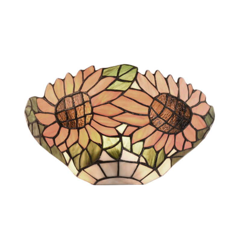 Frendorf | Rustieke stijl oranje wandlamp zonnebloem glas-in-lood 1 licht wandlamp voor restaurant