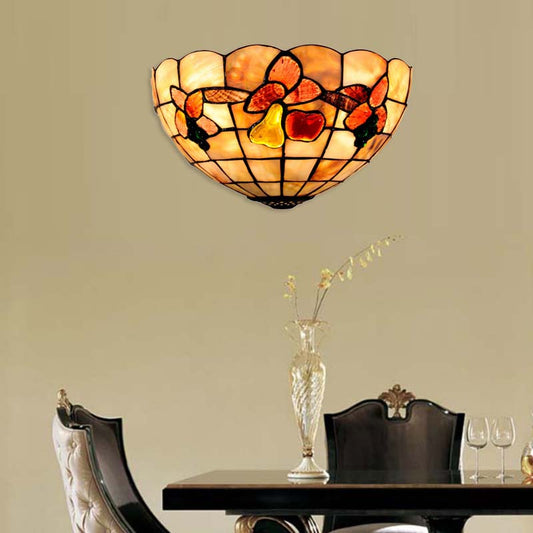 Frendorf | Petal Eetkamer Wandlamp met Fruits Shell Tiffany Antieke Wandlamp in Beige voor Hotel