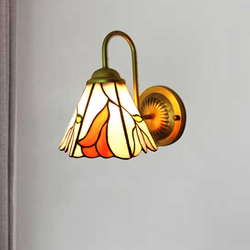 Frendorf | Glas-in-lood Roze Wandverlichting Lelie 1 Kop Tiffany Wandlamp voor Woonkamer