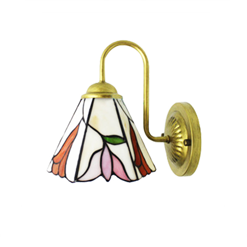 Frendorf | Glas-in-lood Roze Wandverlichting Lelie 1 Kop Tiffany Wandlamp voor Woonkamer
