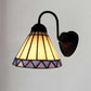 Frendorf | Cone Wandlamp Tiffany Blauw-Wit Glas 1 Hoofd Zwarte Sconces Verlichting voor Slaapkamer
