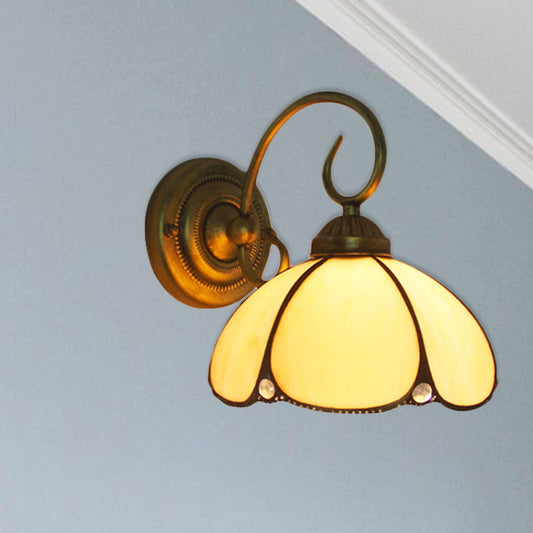 Frendorf | Art Glass Petal Wandlamp Eén Licht Tiffany Traditionele Wandlamp in Beige voor Keuken