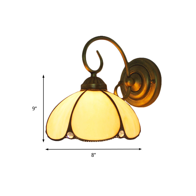Frendorf | Art Glass Petal Wandlamp Eén Licht Tiffany Traditionele Wandlamp in Beige voor Keuken