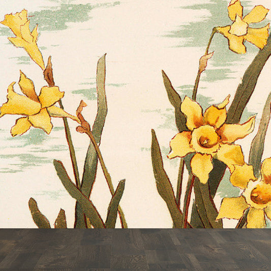 Gelbe Blumen Wandtattoo Florentine Zeitgenössische Fleckenresistente Wandkunst für die Küche
