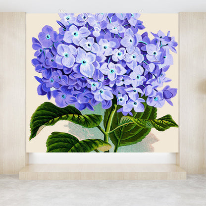 Frendorf | Blauwe Hedendaagse Muurschildering Behang Gigantische Bloem Gedrukt Wandbedekking voor Eetkamer