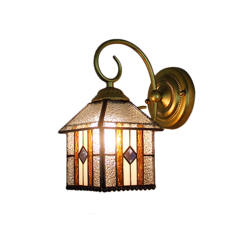 Frendorf | Slaapkamer Hangende Huis Muur Sconces Kunst Glas 1 Hoofd Tiffany Creatieve Wandlamp met Gebogen Arm in Messing