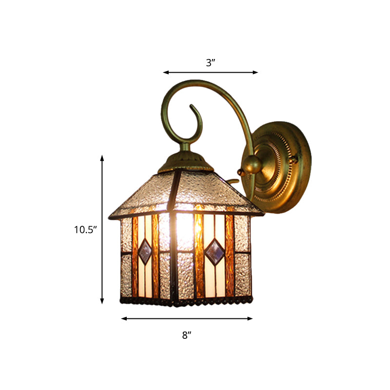 Frendorf | Slaapkamer Hangende Huis Muur Sconces Kunst Glas 1 Hoofd Tiffany Creatieve Wandlamp met Gebogen Arm in Messing