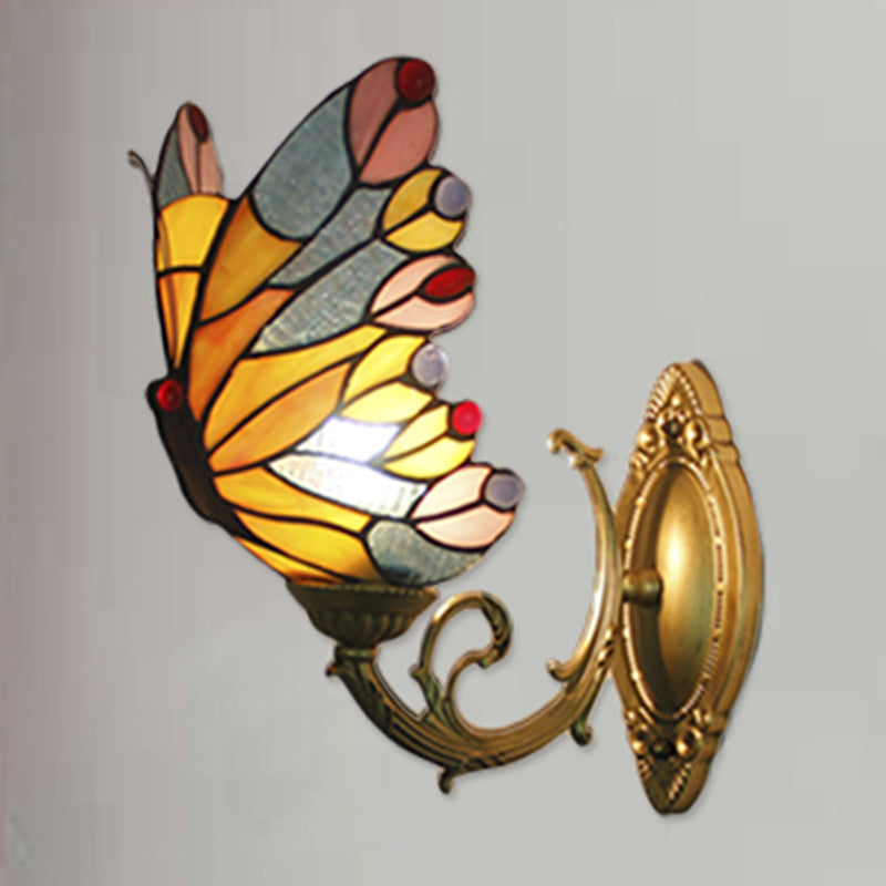 Frendorf | Tiffany Creatieve Wandlamp Vlinder 1 Licht Gekleurde Glas Wandlamp voor Kinderkamer