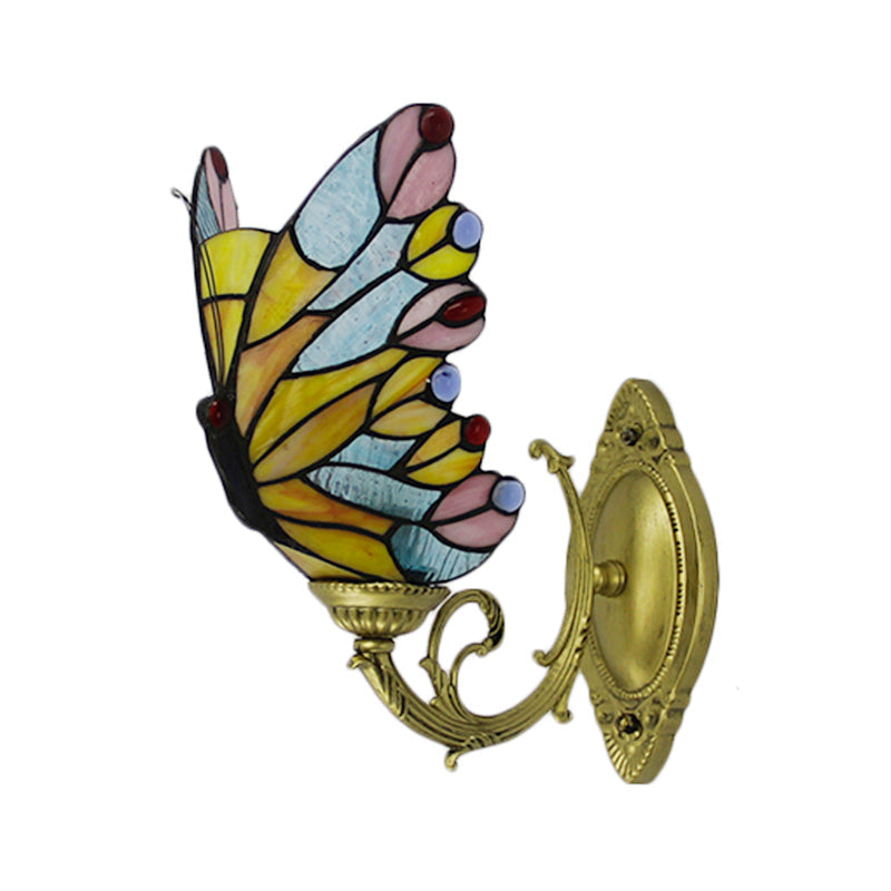 Frendorf | Tiffany Creatieve Wandlamp Vlinder 1 Licht Gekleurde Glas Wandlamp voor Kinderkamer