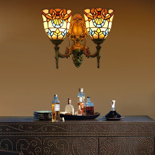 Frendorf | Victoriaanse Bell Wandmontage Verlichting Geweven Glas 2 Koppen Wandlamp voor Eetkamer