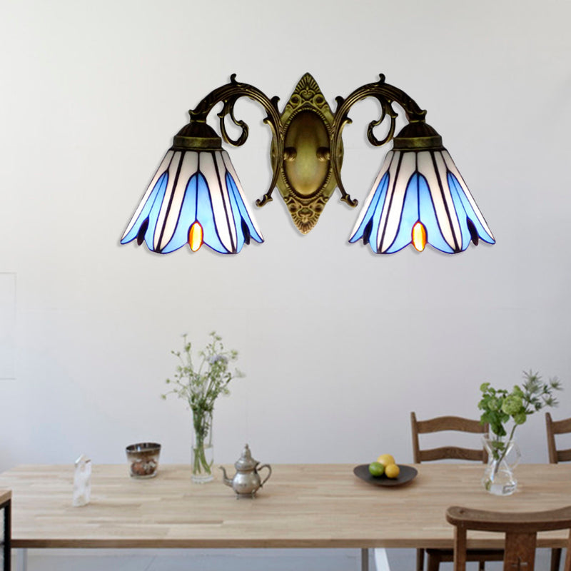 Frendorf | Magnolia Wandleuchte Rustikaler Loft Buntglas 2 Köpfe Wandbeleuchtung für Wohnzimmer