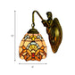 Frendorf | Antiek Messing 1 Hoofd Wand Gemonteerde Verlichting Tiffany Multicolor Gehard Glas Koepel Wandlamp