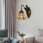 Frendorf | Antiek Brons 1 Hoofdmontage Wandlamp Tiffany Witte Glas Uitlopende Wandverlichting