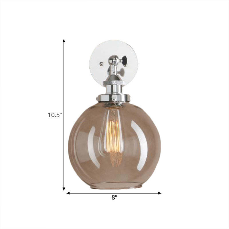 Frendorf | 1 Lichtgrijze glazen wandlamp Licht industrieel zwart/brug/koper globe woonkamerverlichting armatuur